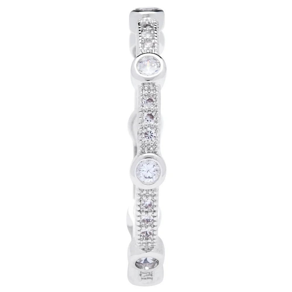 Silver Cubic Zirconia Stackable Eternity Band by Landou Design