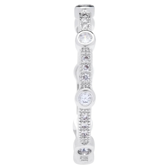 Silver Cubic Zirconia Stackable Eternity Band by Landou Design