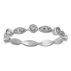 Sterling Silver Cubic Zirconia Art Deco Semi-Eternity Band Ring by Landou Jewelry