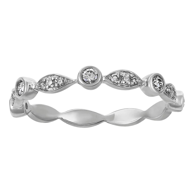 Sterling Silver Cubic Zirconia Art Deco Semi-Eternity Band Ring by Landou Jewelry