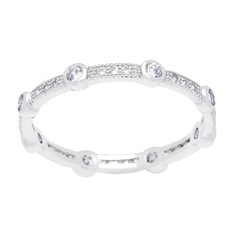 Silver Cubic Zirconia Stackable Eternity Band by Landou Design