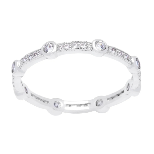 Silver Cubic Zirconia Stackable Eternity Band by Landou Design