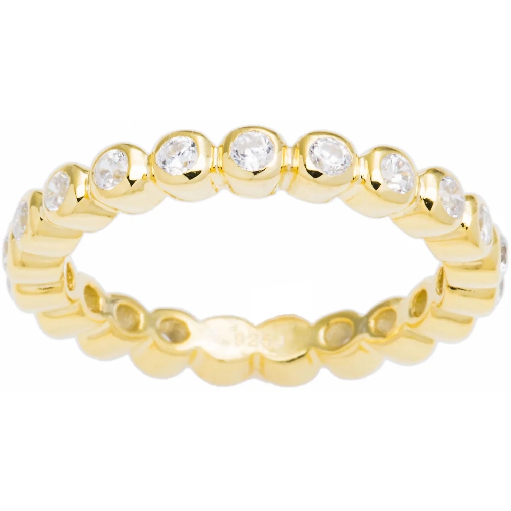 Round Bezel-Set Cubic Zirconia Eternity Band Ring, Sterling Silver