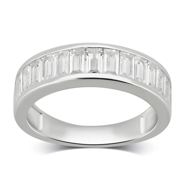 Landou Jewelry Sterling Silver Created White Cubic Zirconia Eternity Band Ring