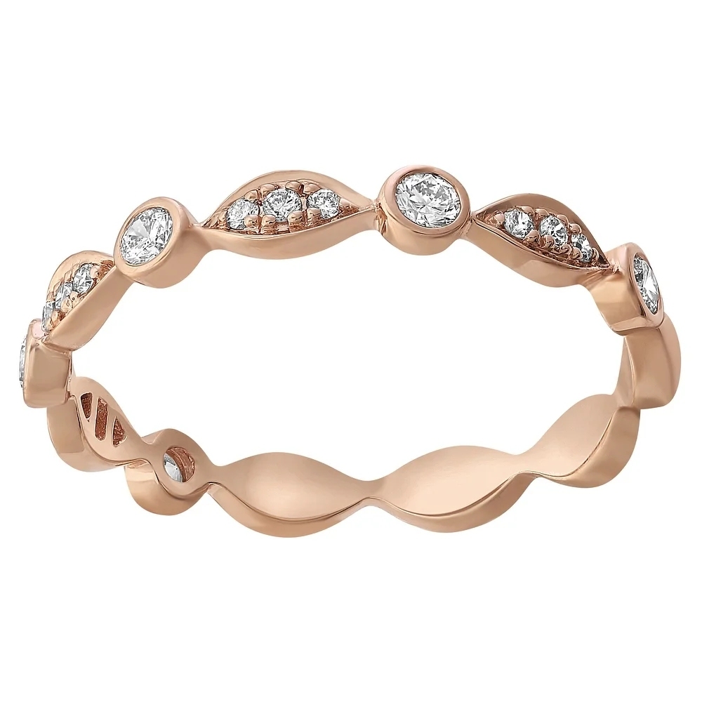 Sterling Silver Cubic Zirconia Art Deco Semi-Eternity Band Ring by Landou Jewelry