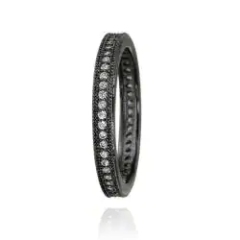 Landou Jewelry Black Rhodium-plated Stackable Cubic Zirconia Eternity Ring