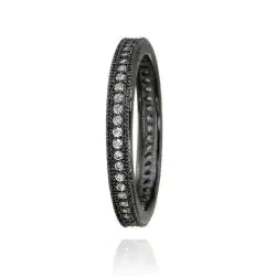 Landou Jewelry Black Rhodium-plated Stackable Cubic Zirconia Eternity Ring