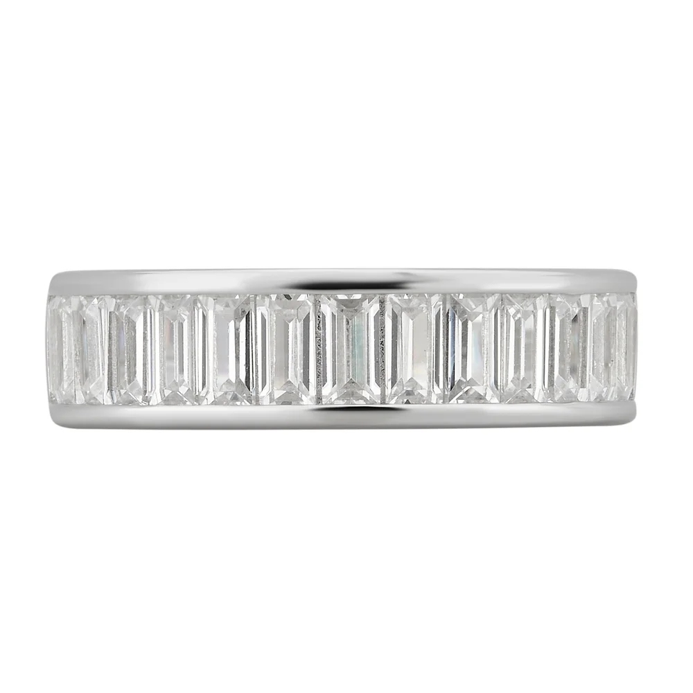 Landou Jewelry Sterling Silver Created White Cubic Zirconia Eternity Band Ring