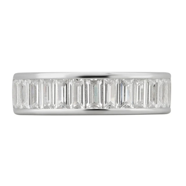 Landou Jewelry Sterling Silver Created White Cubic Zirconia Eternity Band Ring