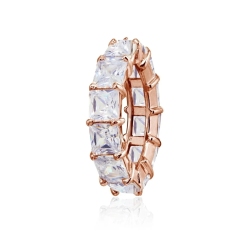 5mm Prin cess-Cut Cubic Zirconia Eternity 925 Silver Band Ring