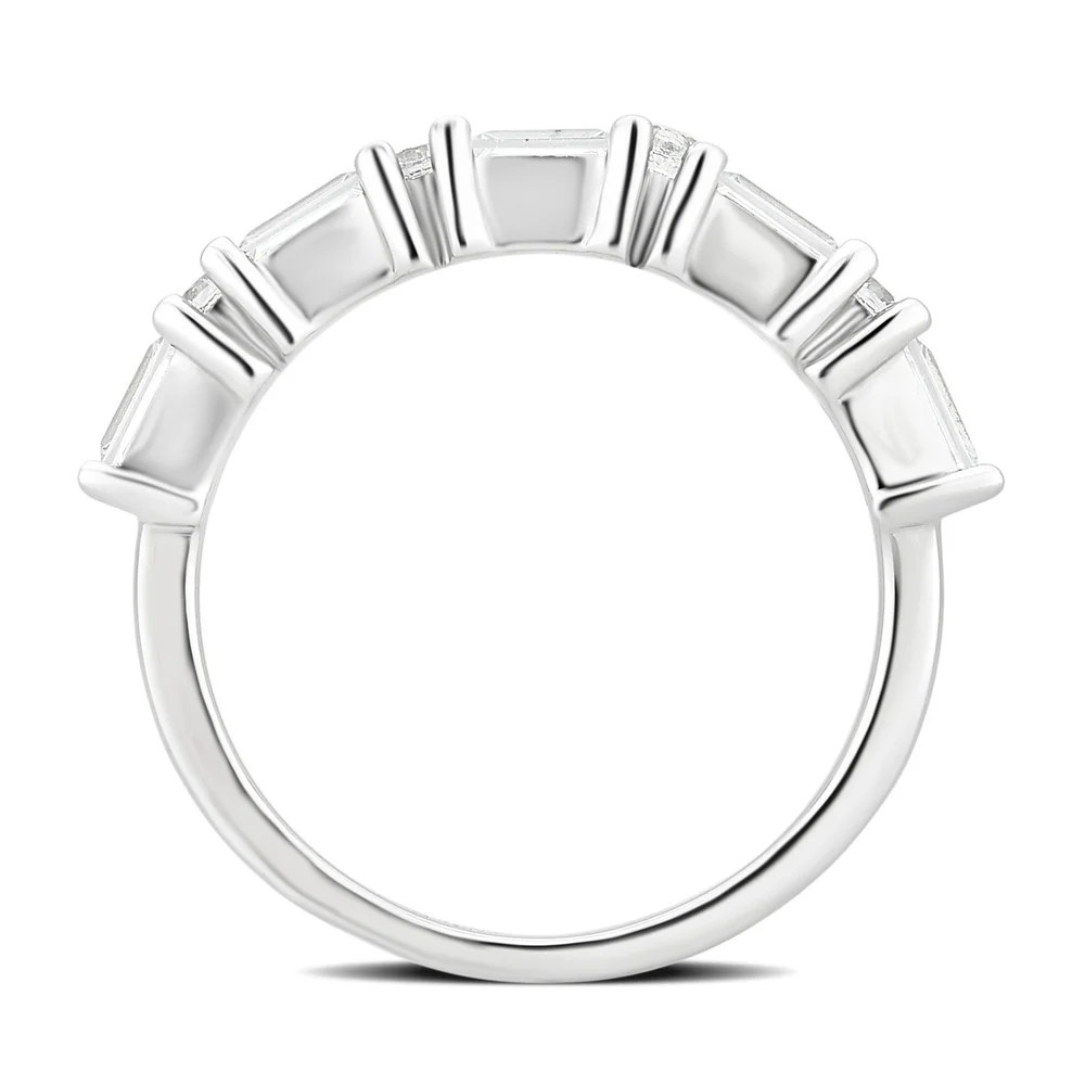 Landou Jewelry Sterling Silver Created White Cubic Zirconia Eternity Band Ring