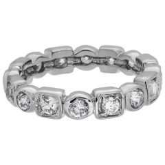 Sterling Essentials Sterling Silver Stackable Cubic Zirconia Geometric Eternity Band Ring