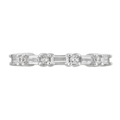 Landou Jewelry Sterling Silver Created White Cubic Zirconia Eternity Band Ring