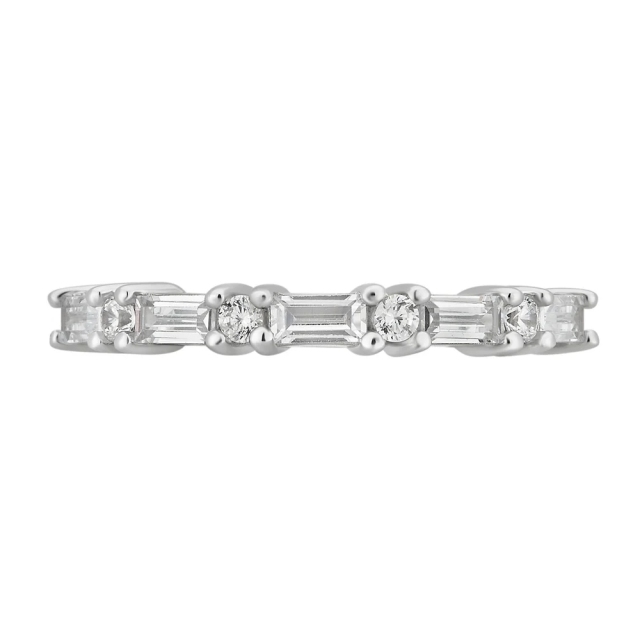 Landou Jewelry Sterling Silver Created White Cubic Zirconia Eternity Band Ring
