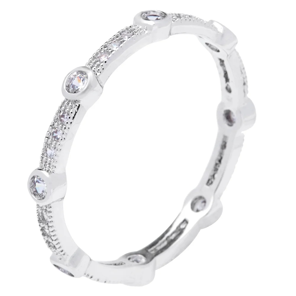 Silver Cubic Zirconia Stackable Eternity Band by Landou Design