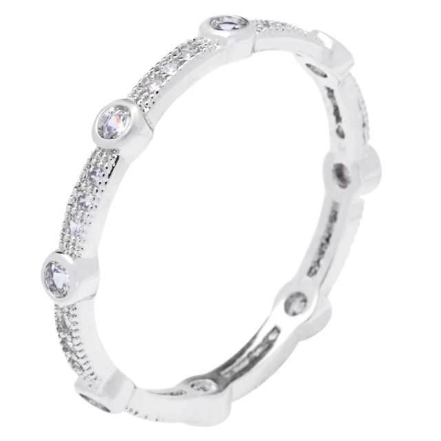 Silver Cubic Zirconia Stackable Eternity Band by Landou Design
