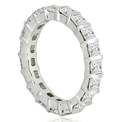 14K White Gold Prin-cess Cubic Zirconia Wedding Eternity Ring