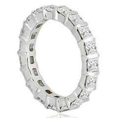 14K White Gold Prin-cess Cubic Zirconia Wedding Eternity Ring