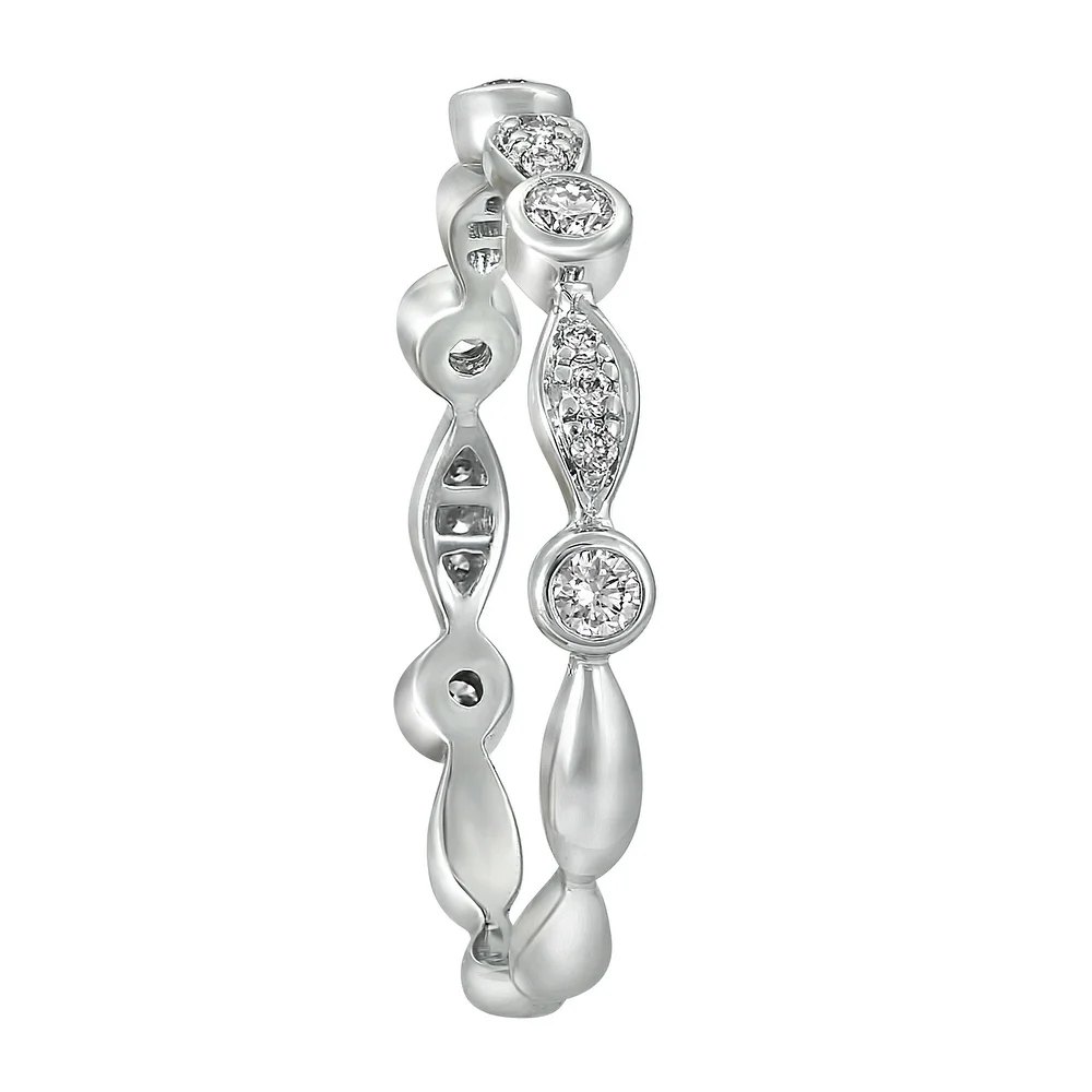 Sterling Silver Cubic Zirconia Art Deco Semi-Eternity Band Ring by Landou Jewelry