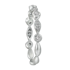Sterling Silver Cubic Zirconia Art Deco Semi-Eternity Band Ring by Landou Jewelry