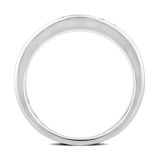 Landou Jewelry Sterling Silver Created White Cubic Zirconia Eternity Band Ring