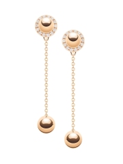 18K Rose Gold & Cubic Zirconia Stud & Chian Drop Ear Jacket Set