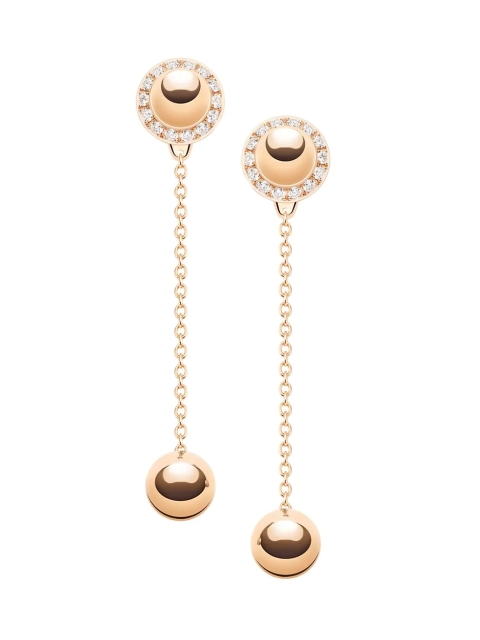 18K Rose Gold & Cubic Zirconia Stud & Chian Drop Ear Jacket Set