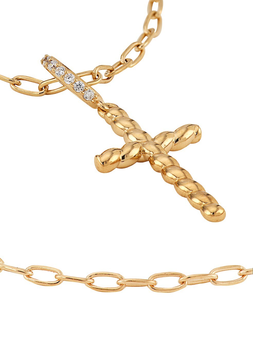 Veritas 18K Goldplated & Cubic Zirconia Cross Pendant Necklace