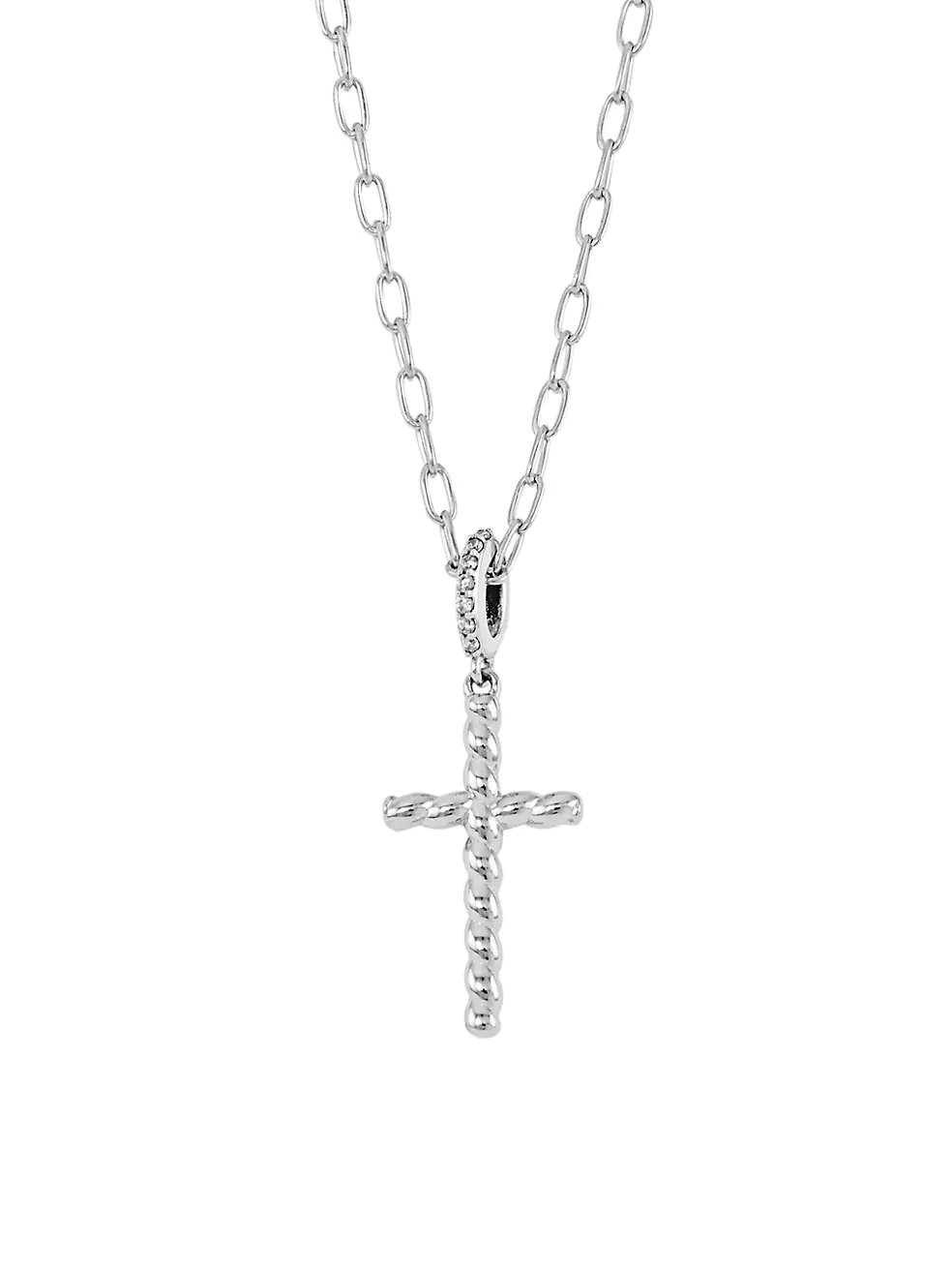 Veritas Sterling Silver & Cubic Zirconia Cross Pendant Necklace