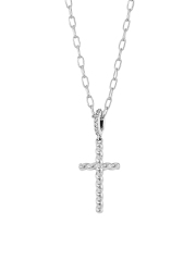 Veritas Sterling Silver & Cubic Zirconia Cross Pendant Necklace