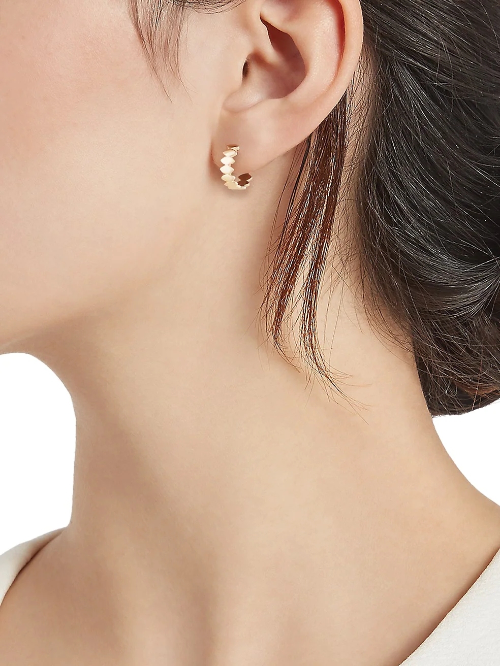 14K Yellow Gold Marquise Huggie Hoop Earrings 925 Silver