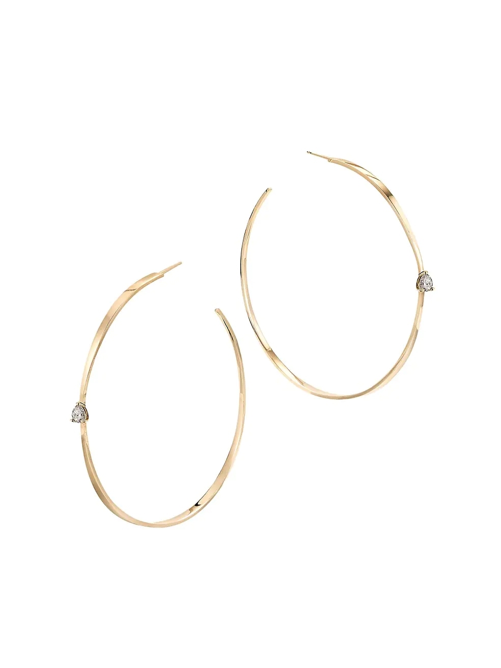 14K Yellow Gold Plated & Pear-Cut Diamond Graduated Hoop Earrings