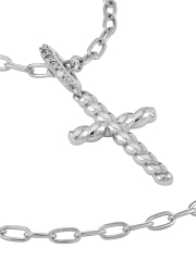 Veritas Sterling Silver & Cubic Zirconia Cross Pendant Necklace