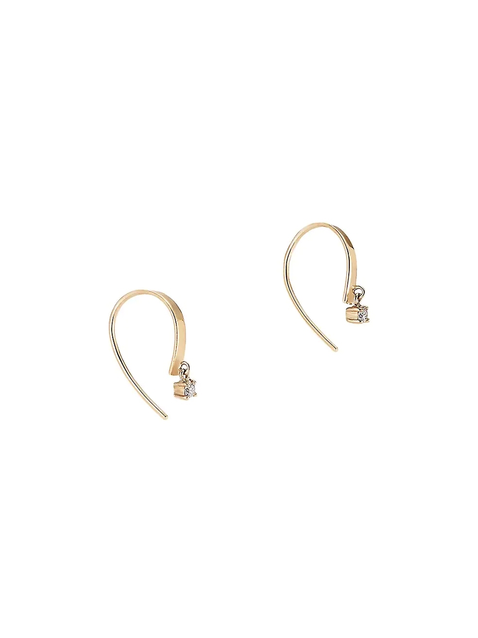 925 Sterling Silver 14K Yellow Gold & Cubic Zirconia Solitaire Stone Drop Earrings