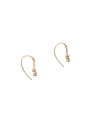 925 Sterling Silver 14K Yellow Gold & Cubic Zirconia Solitaire Stone Drop Earrings
