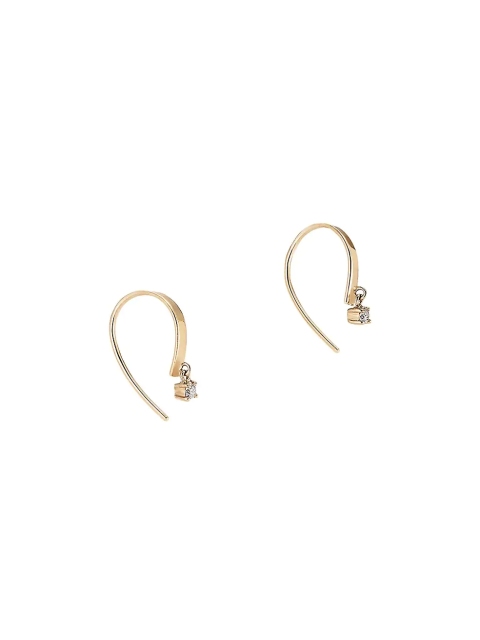 925 Sterling Silver 14K Yellow Gold & Cubic Zirconia Solitaire Stone Drop Earrings