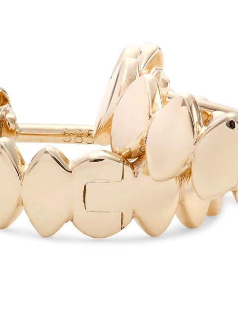 14K Yellow Gold Marquise Huggie Hoop Earrings 925 Silver