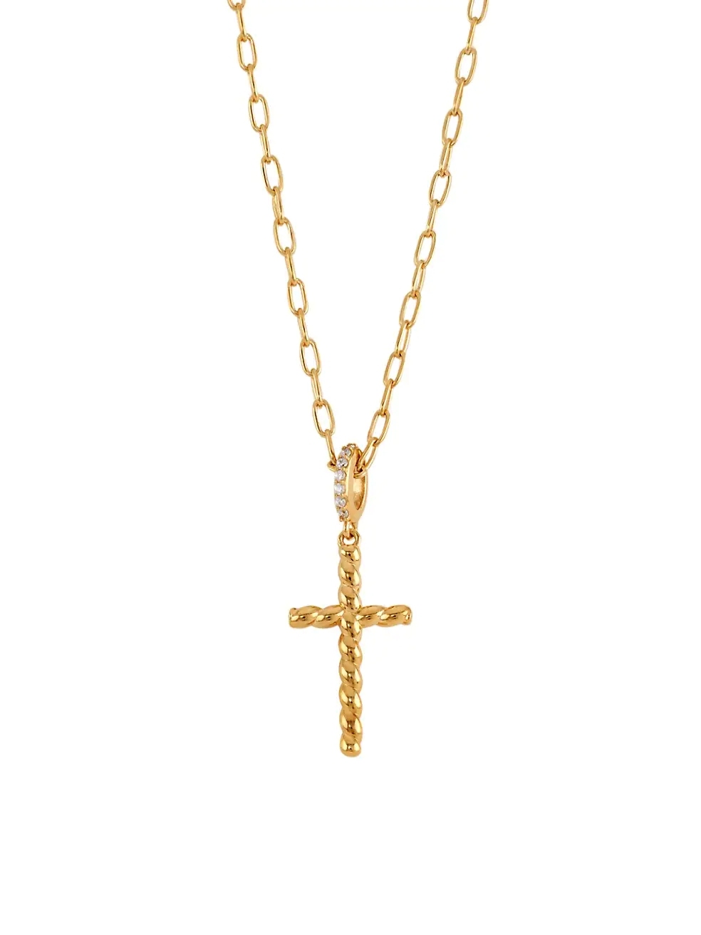 Veritas 18K Goldplated & Cubic Zirconia Cross Pendant Necklace