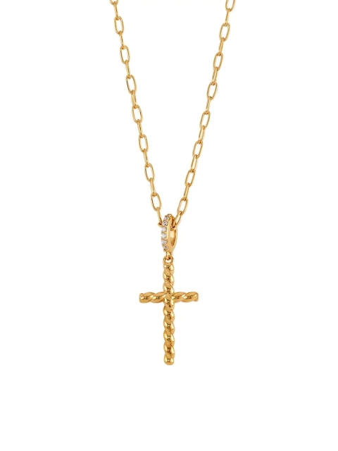 Veritas 18K Goldplated & Cubic Zirconia Cross Pendant Necklace