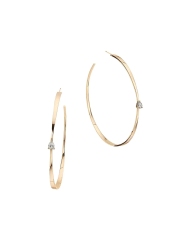 14K Yellow Gold Plated & Pear-Cut Diamond Graduated Hoop Earrings