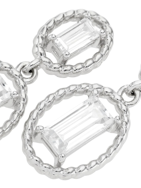 Veritas Twist Rhodium Plated 925 Sterling Silver Cubic Zirconia Drop Earrings