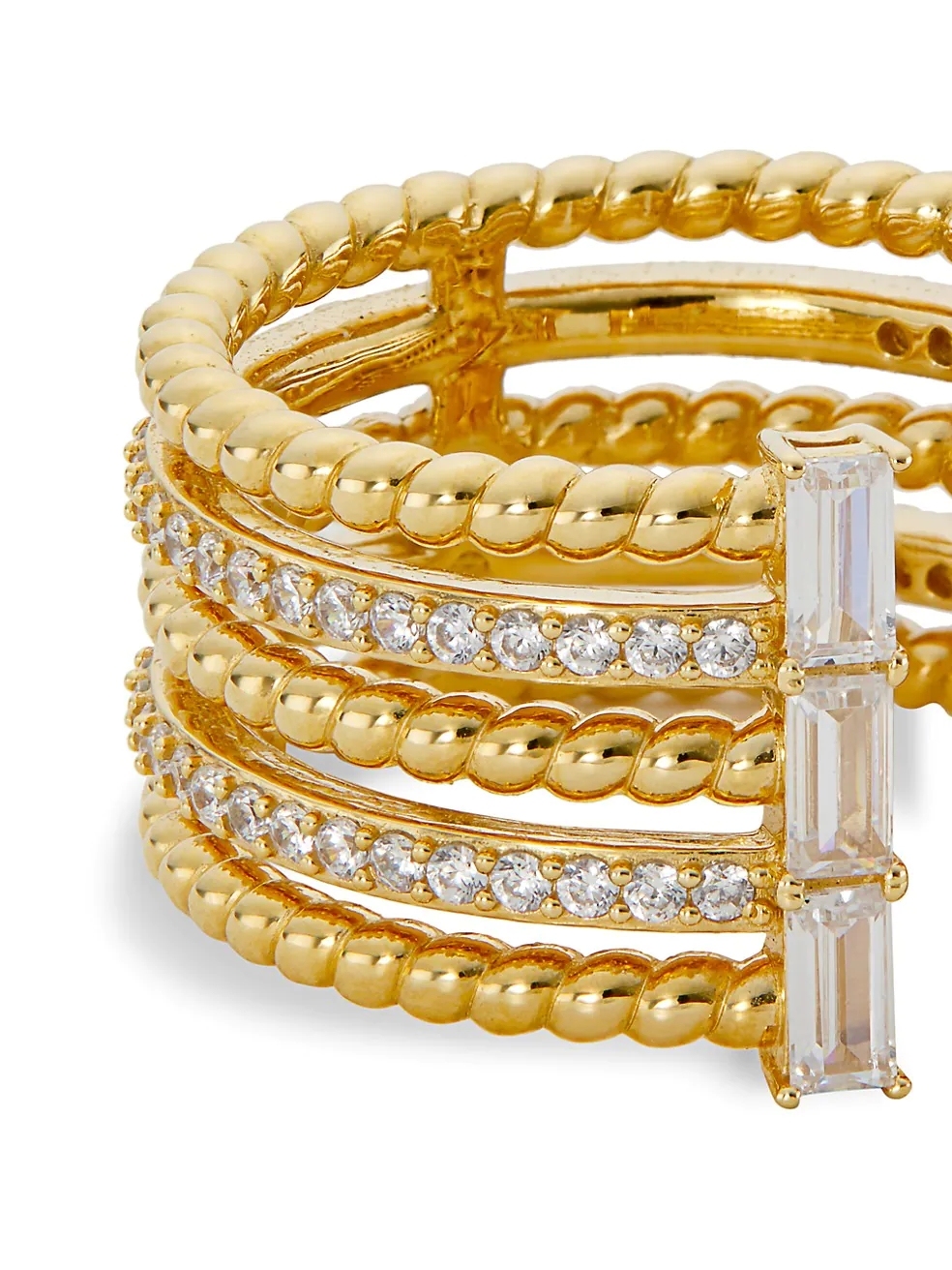 Veritas 18K Goldplated 925 Sterling Silver Cubic Zirconia Twist Ring