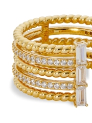 Veritas 18K Goldplated 925 Sterling Silver Cubic Zirconia Twist Ring