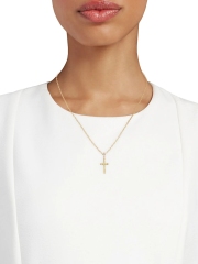 Veritas 18K Goldplated & Cubic Zirconia Cross Pendant Necklace