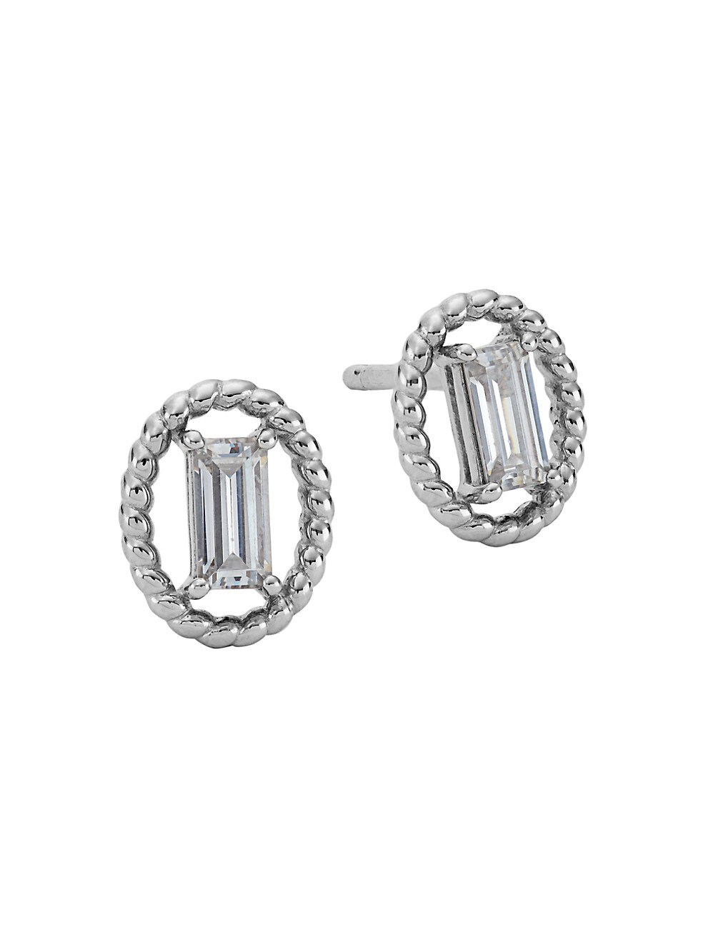 White Rhodium Plated Cubic Zirconia Stud Earrings