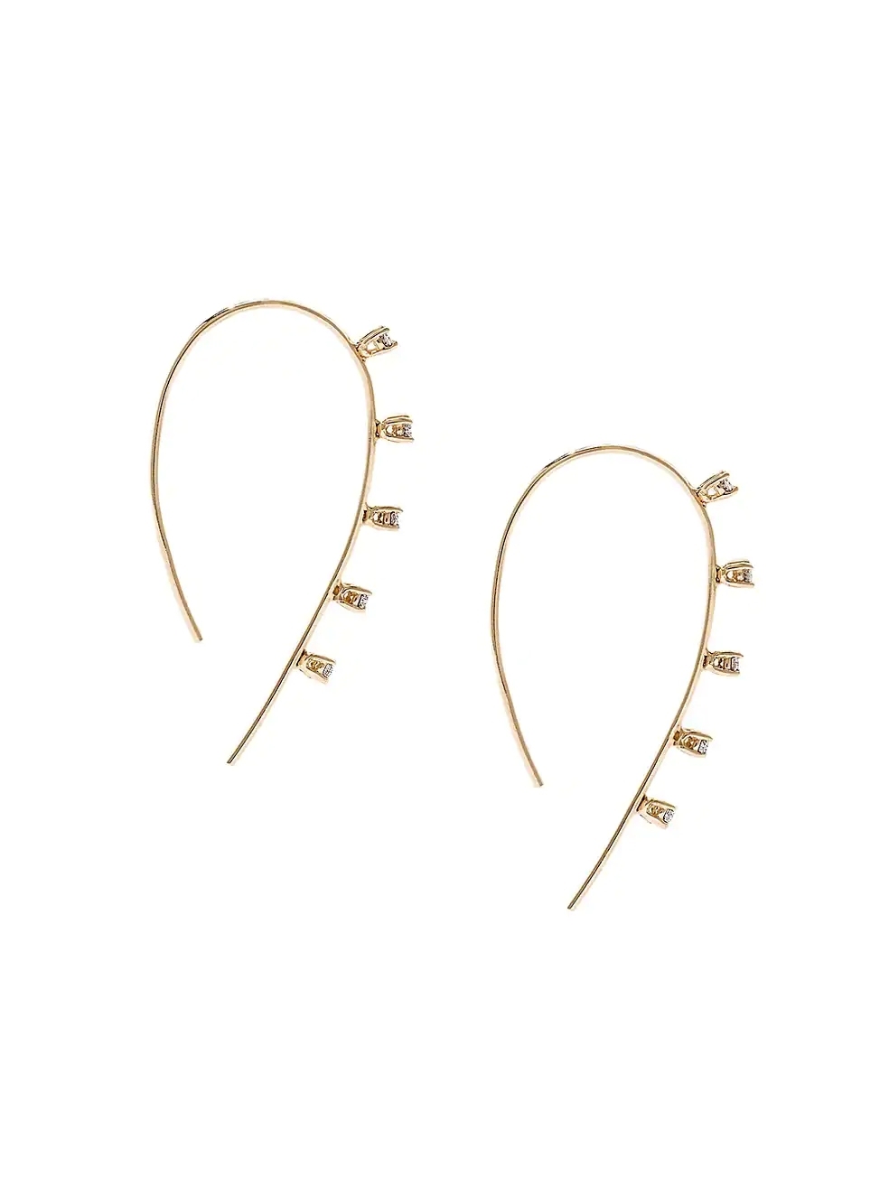 925 Sterling Silver 14K Yellow Gold Cubic Zirconia Wire Earrings
