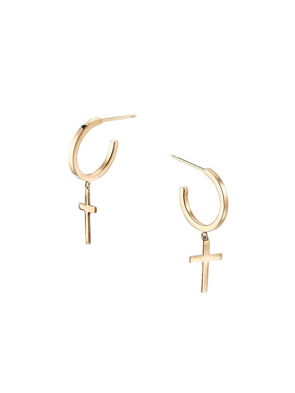 14K Yellow Gold Plated Cross Drop Earrings for Women