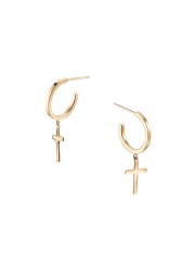14K Yellow Gold Plated Cross Drop Earrings for Women
