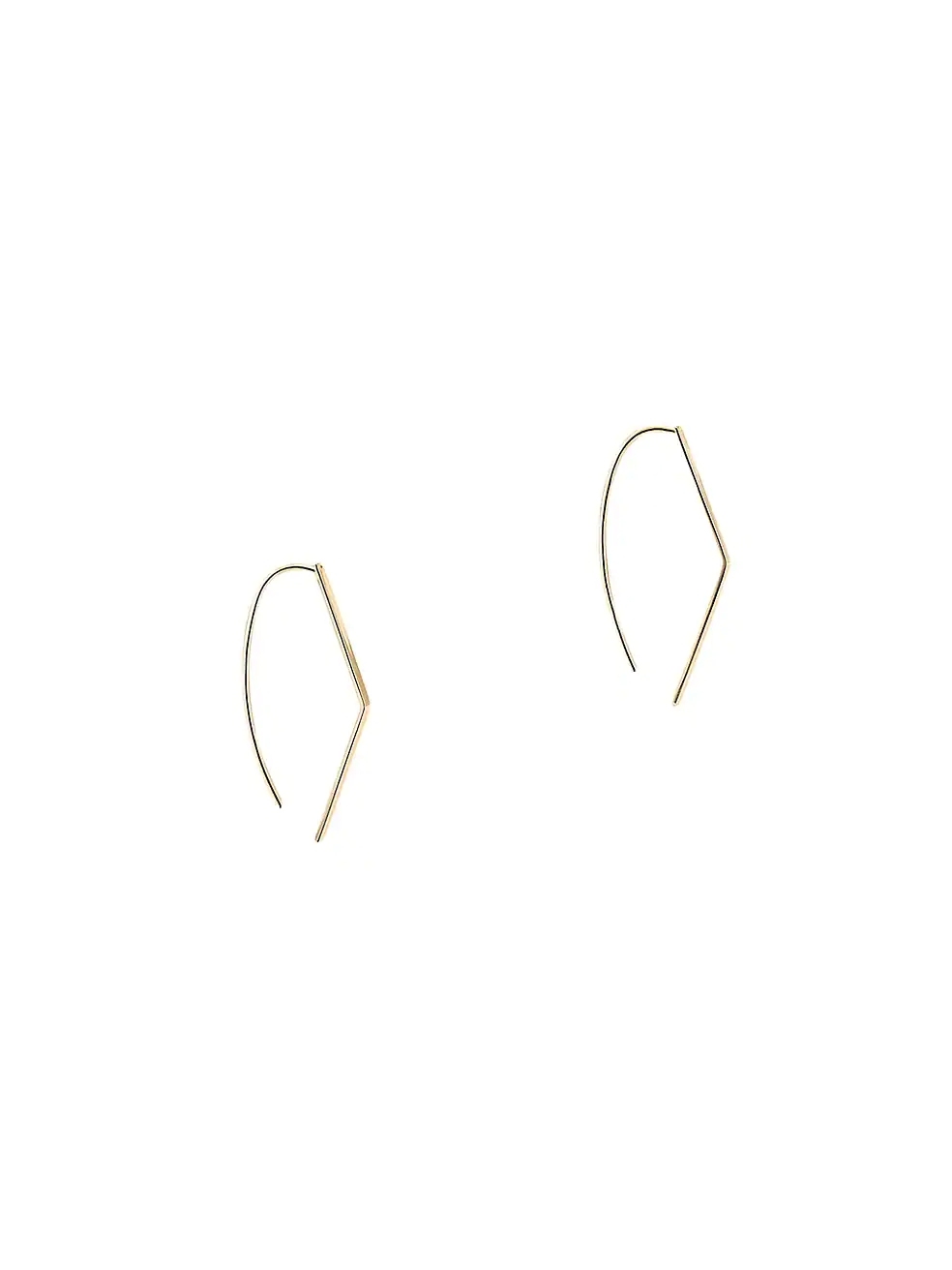14K Yellow Gold Sterling Silver Small Geometric Hoop Earrings