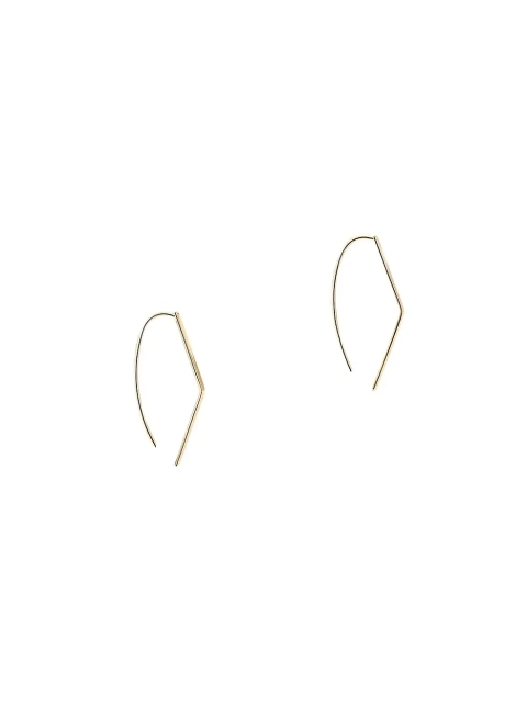 14K Yellow Gold Sterling Silver Small Geometric Hoop Earrings